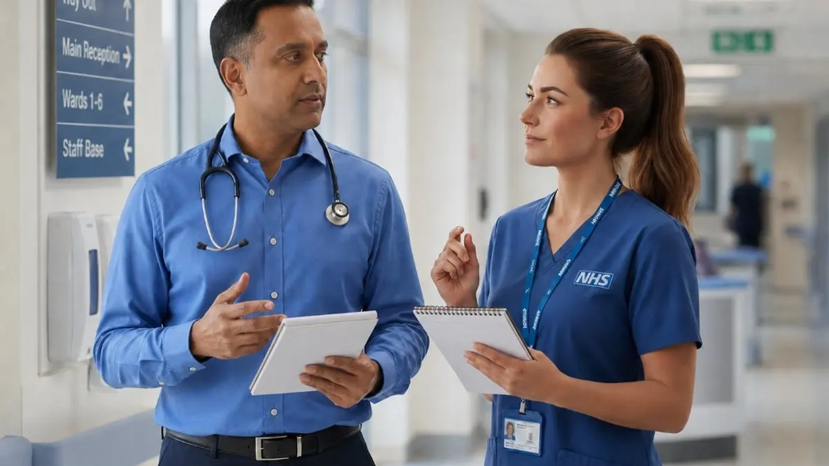Two clinicians discussing a care plan